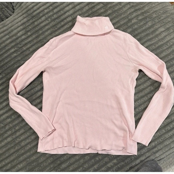 Lauren Ralph Lauren Sweaters - Vintage Womens Lauren Ralph Lauren Pink Ribbed Long Sleeve Turtleneck Sweater M